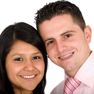 stock photo of a couple of adults with braces